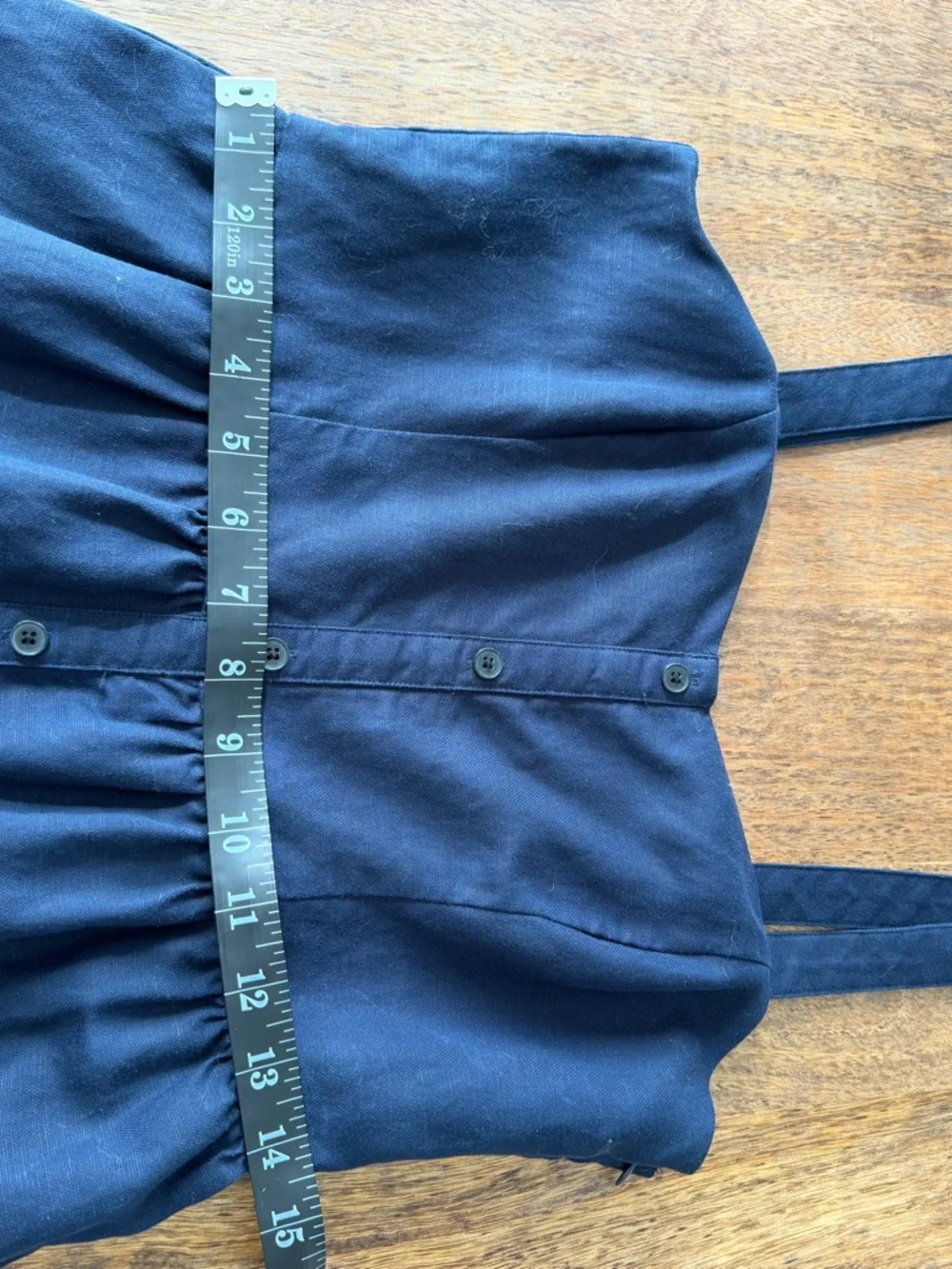 Frank And Oak Navy Tencel Linen Blend Button-Down Midi Dress S - Picture 7 of 11